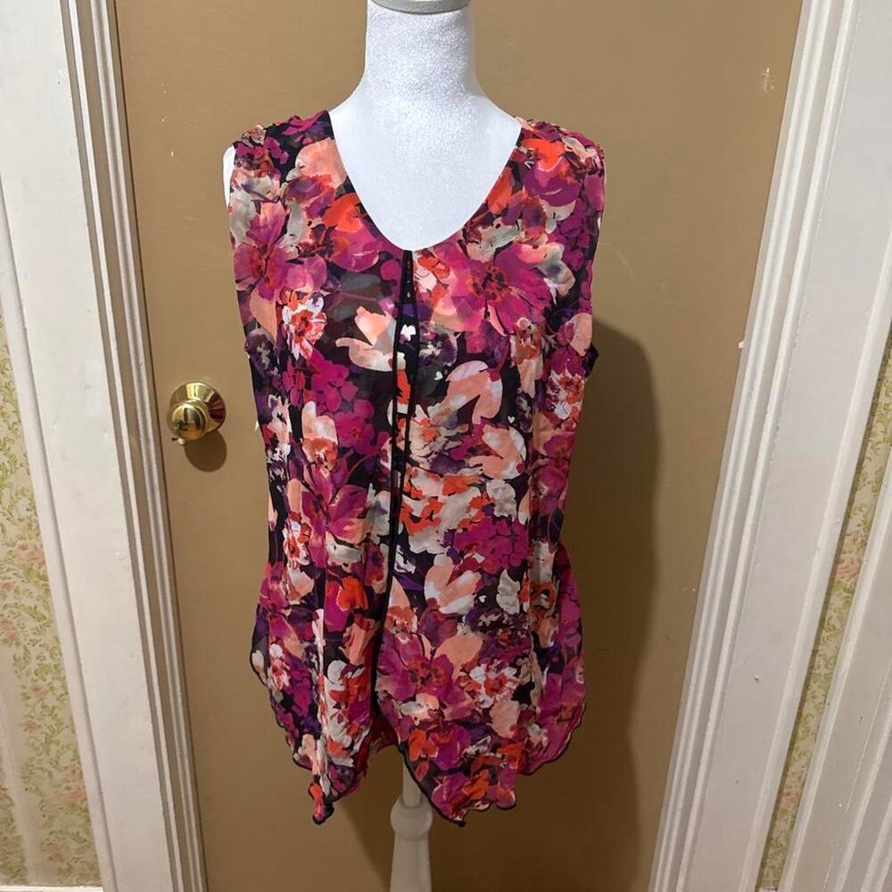 Pink purple and white floral Blouse